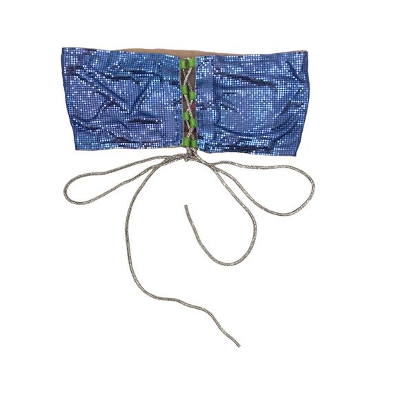 Poster Girl The Brooke Chainmail Metal Mesh Bra Top M Corset Lace Up Strapless - Picture 4 of 9